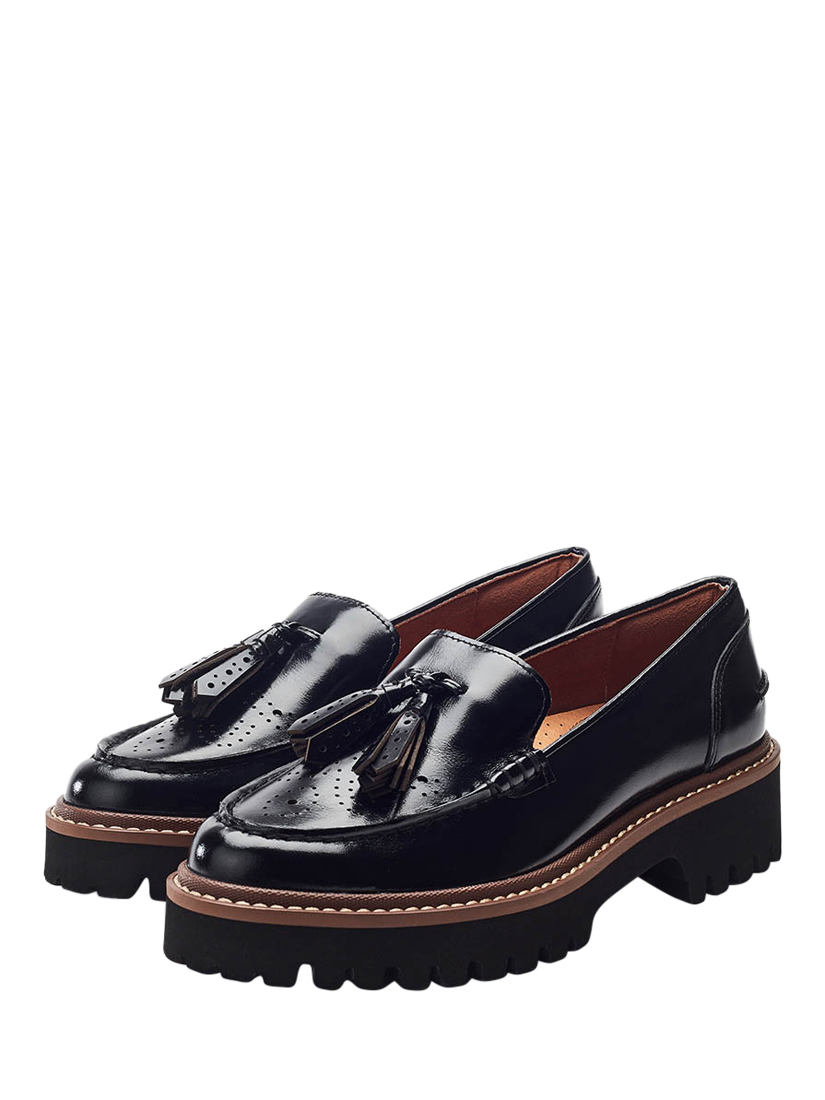 Product image 2 of 4, which shows Moda in Pelle Emi Leather Loafers, Black, 3