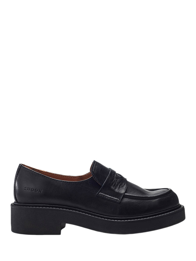 Product image 1 of 4, which shows Moda in Pelle Ivy Leather Chunky Loafers, Black, 8