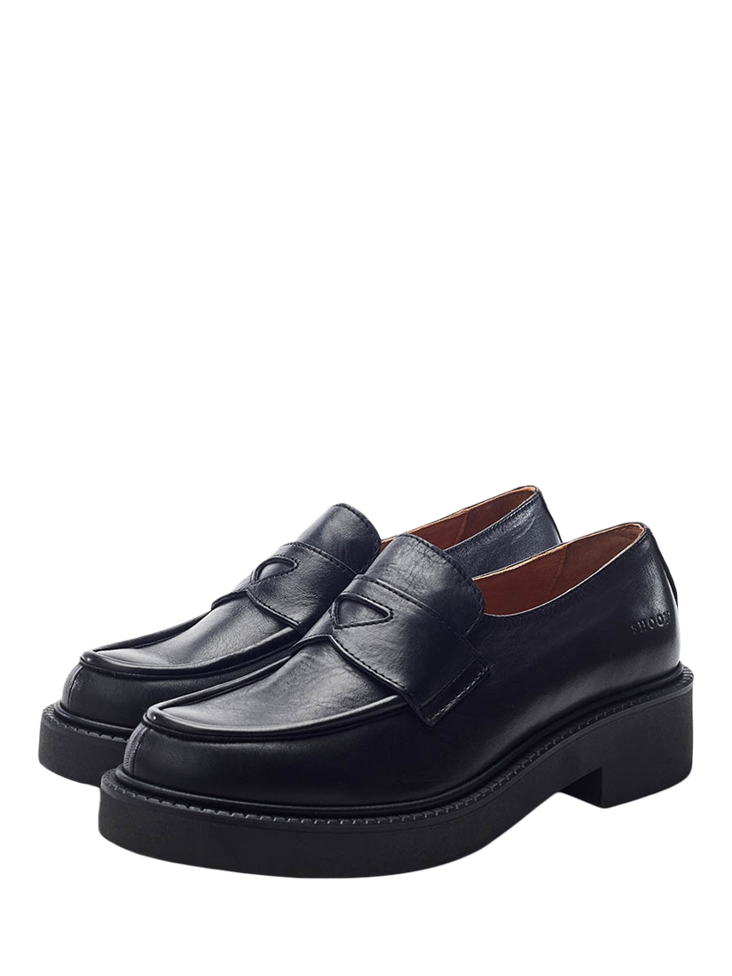 Product image 2 of 4, which shows Moda in Pelle Ivy Leather Chunky Loafers, Black, 8