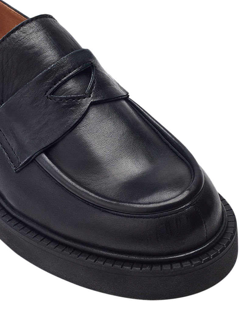 Product image 3 of 4, which shows Moda in Pelle Ivy Leather Chunky Loafers, Black, 8