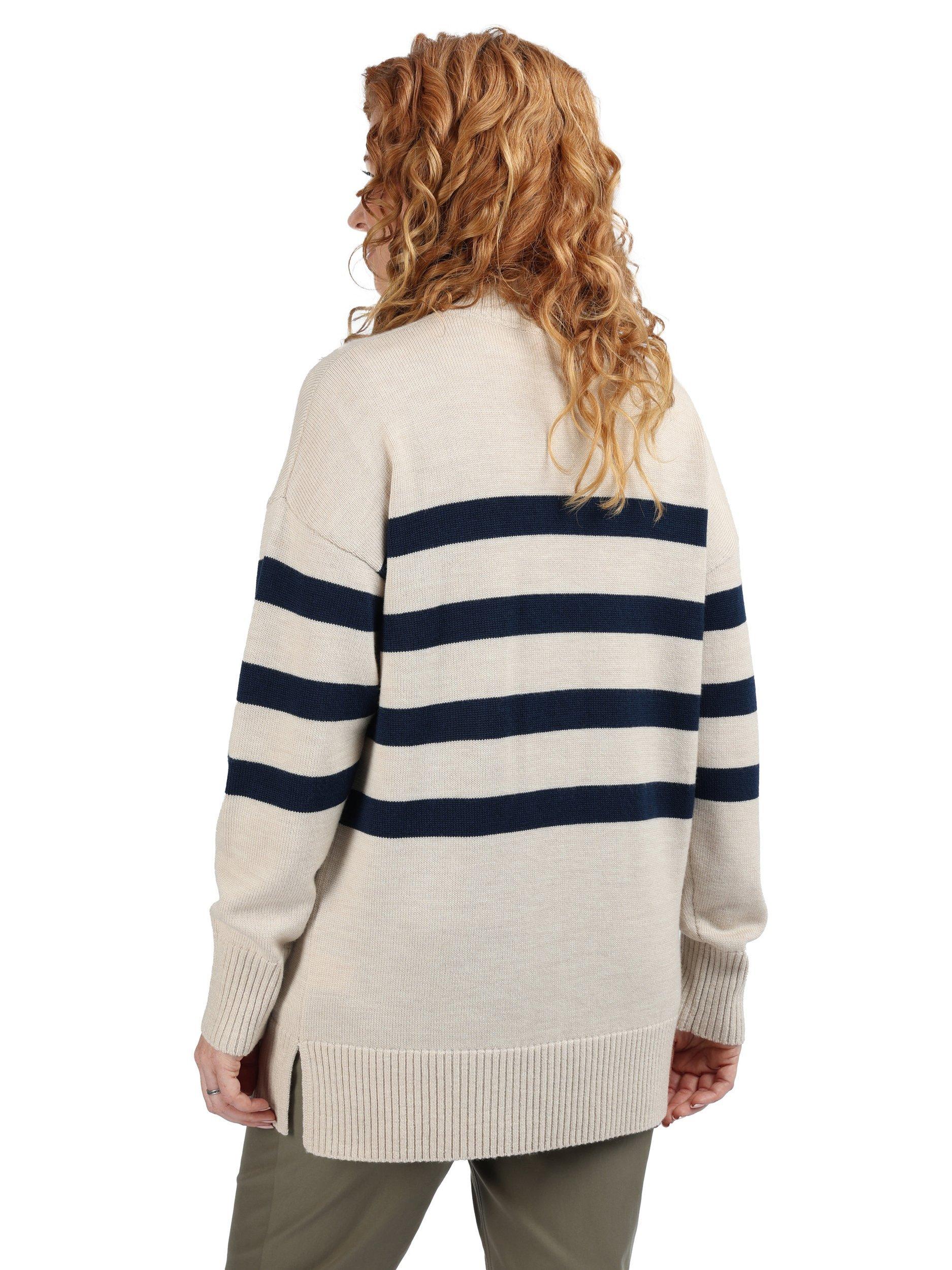 Product image 2 of 5, which shows Rohan Fairhall Funnel Neck Jumper, Cream/Navy Stripe, 8