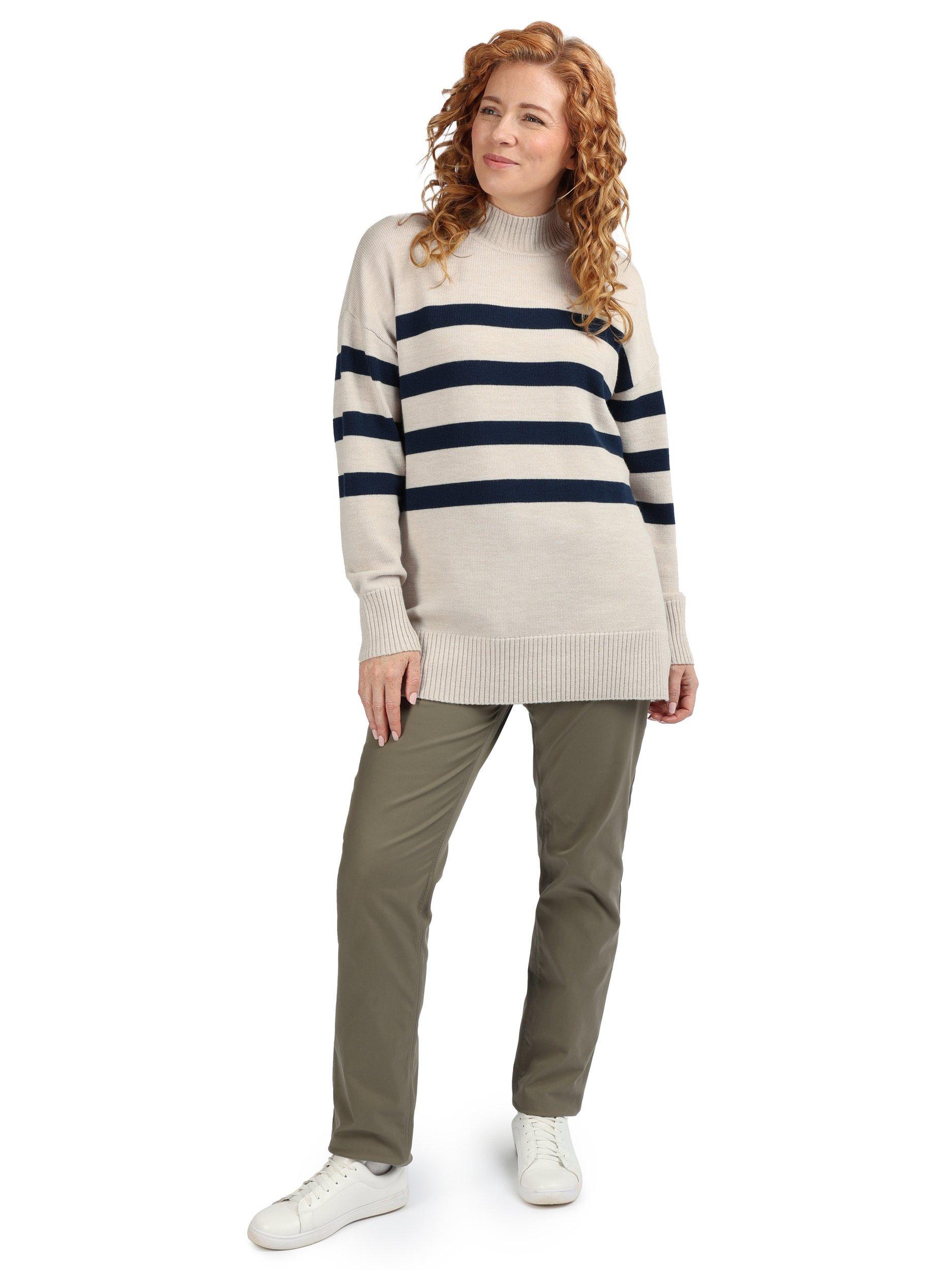 Product image 4 of 5, which shows Rohan Fairhall Funnel Neck Jumper, Cream/Navy Stripe, 8