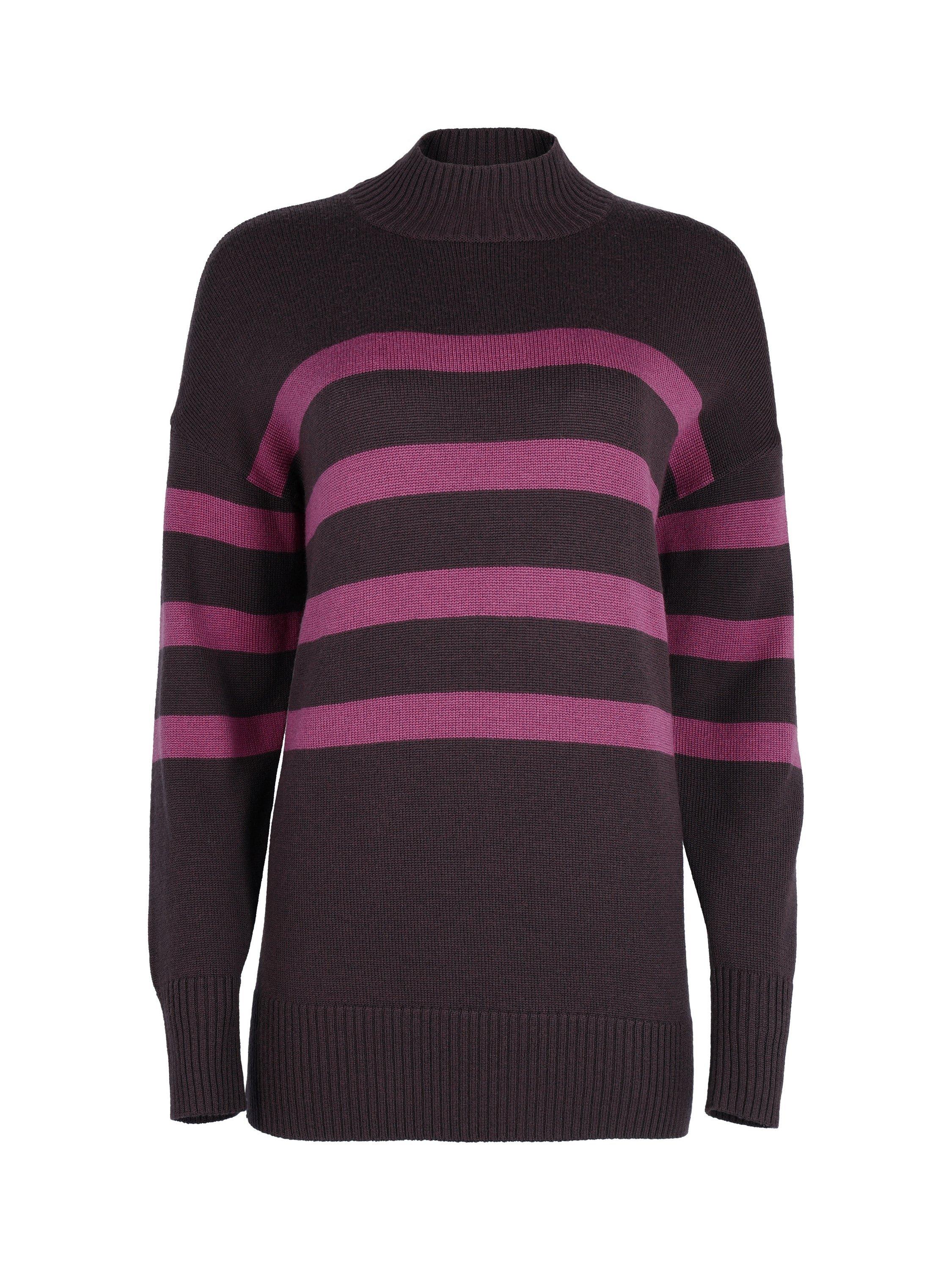 Product image 3 of 6, which shows Rohan Fairhall Funnel Neck Jumper, Blackberry Stripe, 8