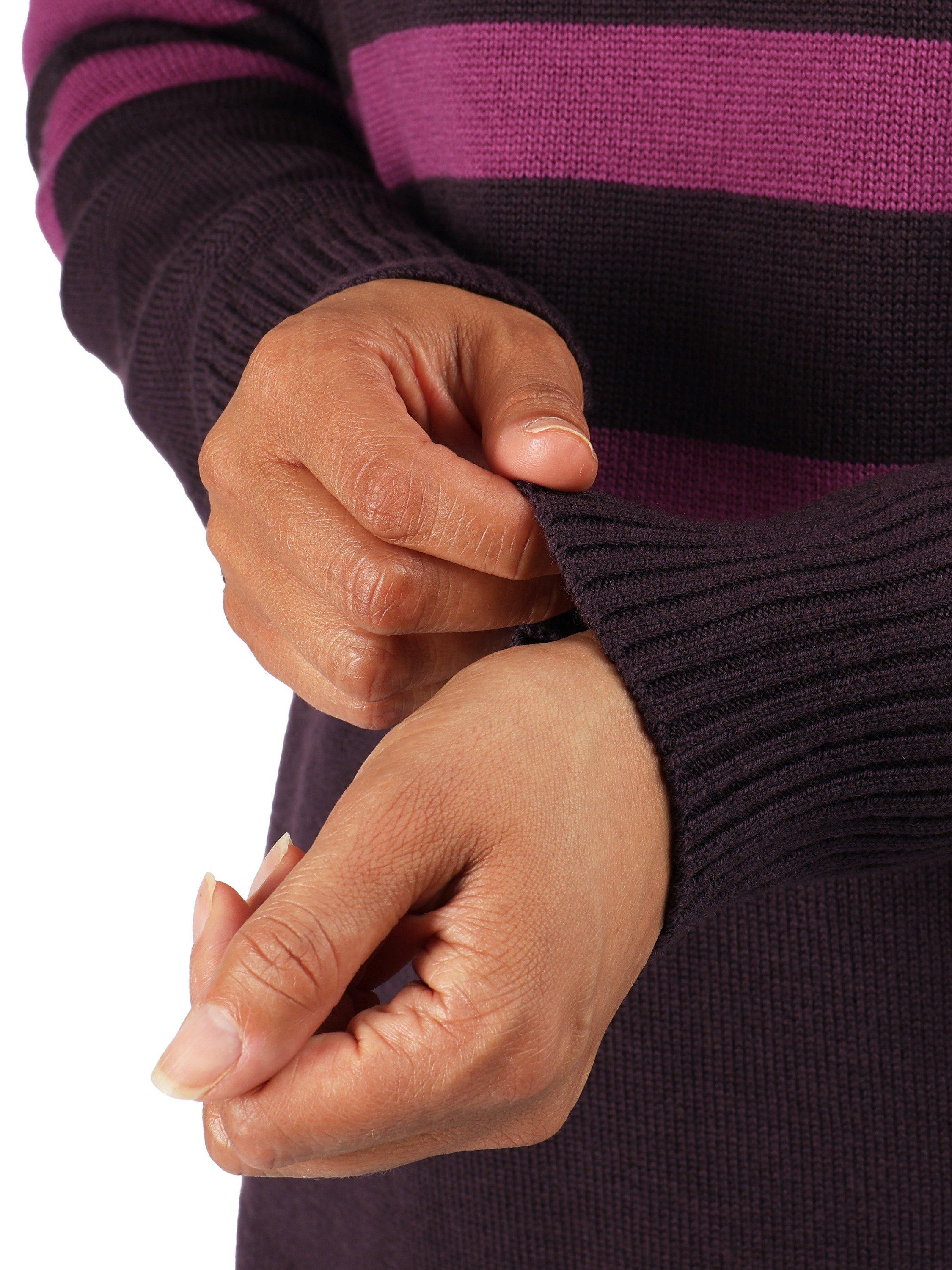 Product image 5 of 6, which shows Rohan Fairhall Funnel Neck Jumper, Blackberry Stripe, 8