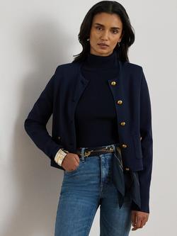 Lauren Ralph Lauren Dathan Cropped Jumper Jacket, Lauren Navy, Lauren Navy
