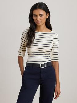 Lauren Ralph Lauren Judy Stripe Top, Cream/Navy, Cream/Navy