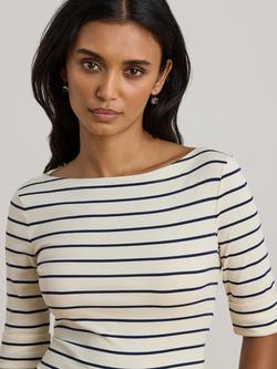 Lauren Ralph Lauren Judy Stripe Top, Cream/Navy - view 2, Cream/Navy