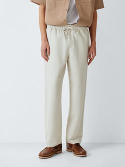 Kin Cotton Blend Drawstring Waist Trousers, Moonbeam, Moonbeam