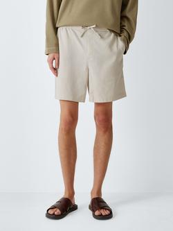Kin Linen Blend Drawstring Waist Shorts, Moonbeam