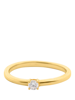 LARNAUTI Lab Grown Annecy 18ct Vermeil Kissed With Diamonds 0.10ct Round Solitaire Ring, Gold