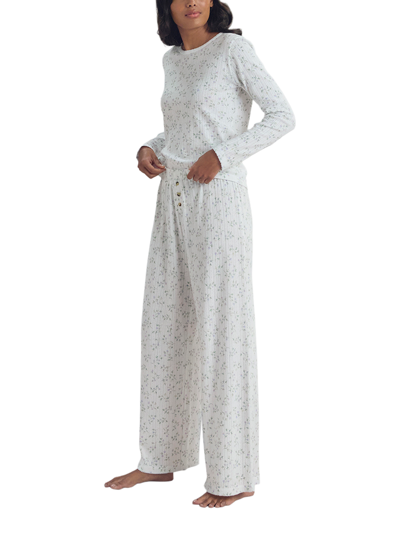 Product image 1 of 4, which shows Piglet in Bed Spring Sprig Pointelle Pyjama Bottoms, Spring Sprig, XS