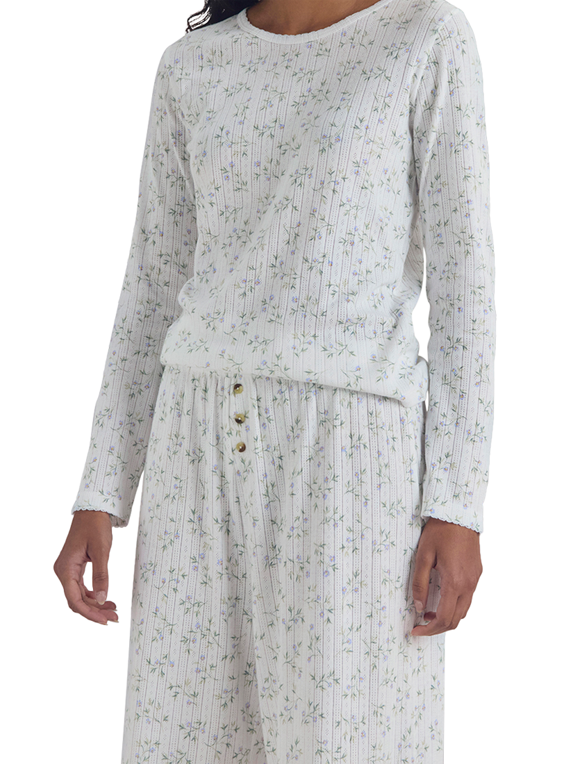 Product image 2 of 4, which shows Piglet in Bed Spring Sprig Pointelle Pyjama Bottoms, Spring Sprig, XS