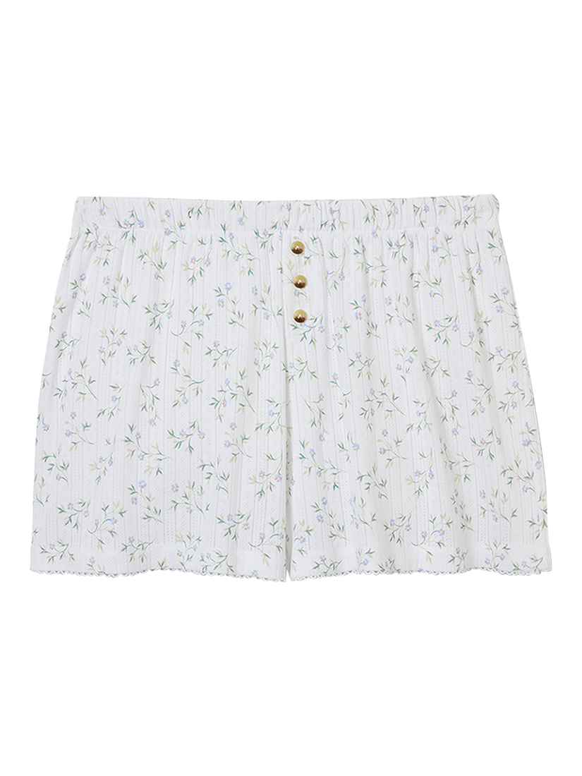 Product image 3 of 4, which shows Piglet in Bed Spring Sprig Pointelle Pyjama Shorts, Spring Sprig, XS