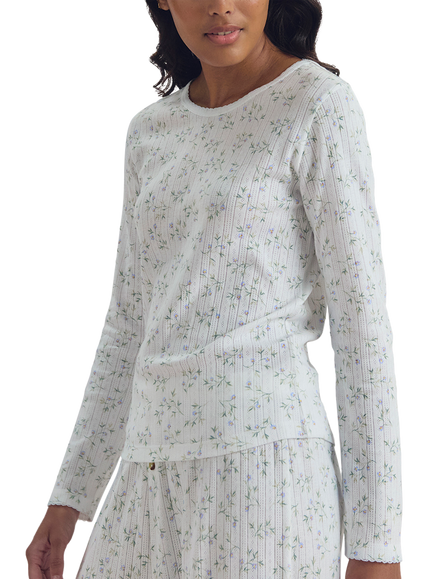 Piglet in Bed Spring Sprig Pointelle Pyjama Top, Spring Sprig, Spring Sprig