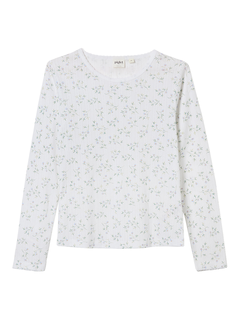 Product image 4 of 6, which shows Piglet in Bed Spring Sprig Pointelle Pyjama Top, Spring Sprig, XS