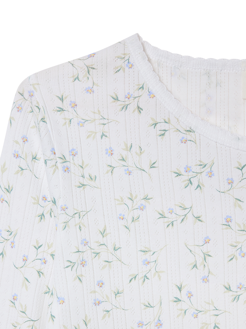 Product image 5 of 6, which shows Piglet in Bed Spring Sprig Pointelle Pyjama Top, Spring Sprig, XS