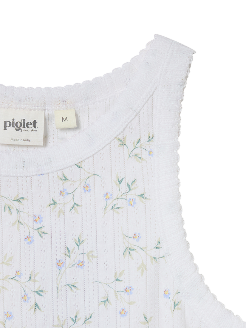 Product image 6 of 6, which shows Piglet in Bed Spring Sprig Pointelle Pyjama Vest Top, Spring Sprig, XS