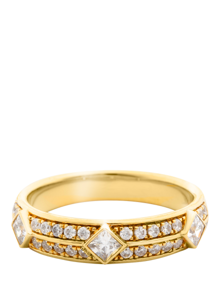 LARNAUTI Lab Grown Kerala 18ct Vermeil 0.50ct Pave Round Princess Ring, Yellow Gold