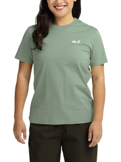 Jack Wolfskin Women's Essential Cotton T-Shirt, Green Zinnia, Green Zinnia