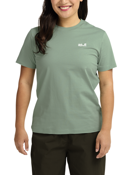 Jack Wolfskin Women's Essential Cotton T-Shirt, Green Zinnia, Green Zinnia