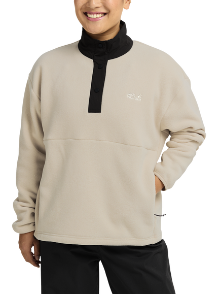 Jack Wolfskin Women's Sumetro Half Zip Fleece Jumper, Oyster, Oyster