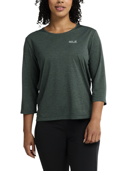 Jack Wolfskin Women's Wildtrail 3/4 Baselayer Top, Sago Palm, Sago Palm