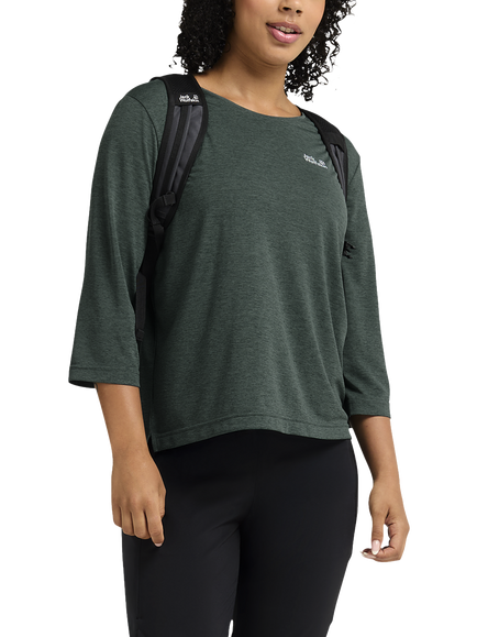 Jack Wolfskin Women's Wildtrail 3/4 Baselayer Top, Sago Palm - view 2, Sago Palm
