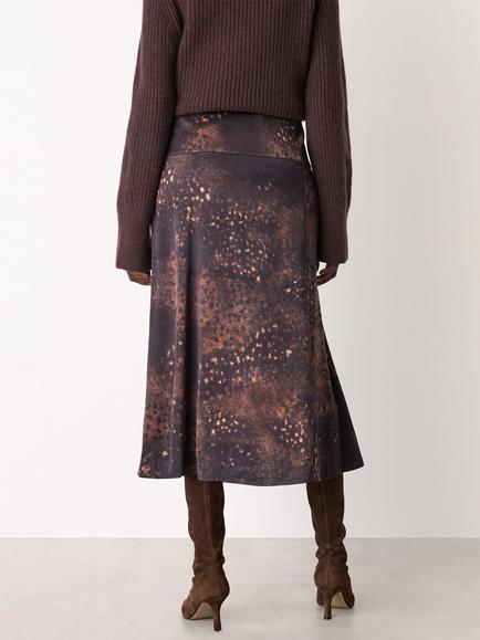 Whistles Spotted Animal Pattern Midi Skirt, Brown/Multi - view 2, Brown/Multi