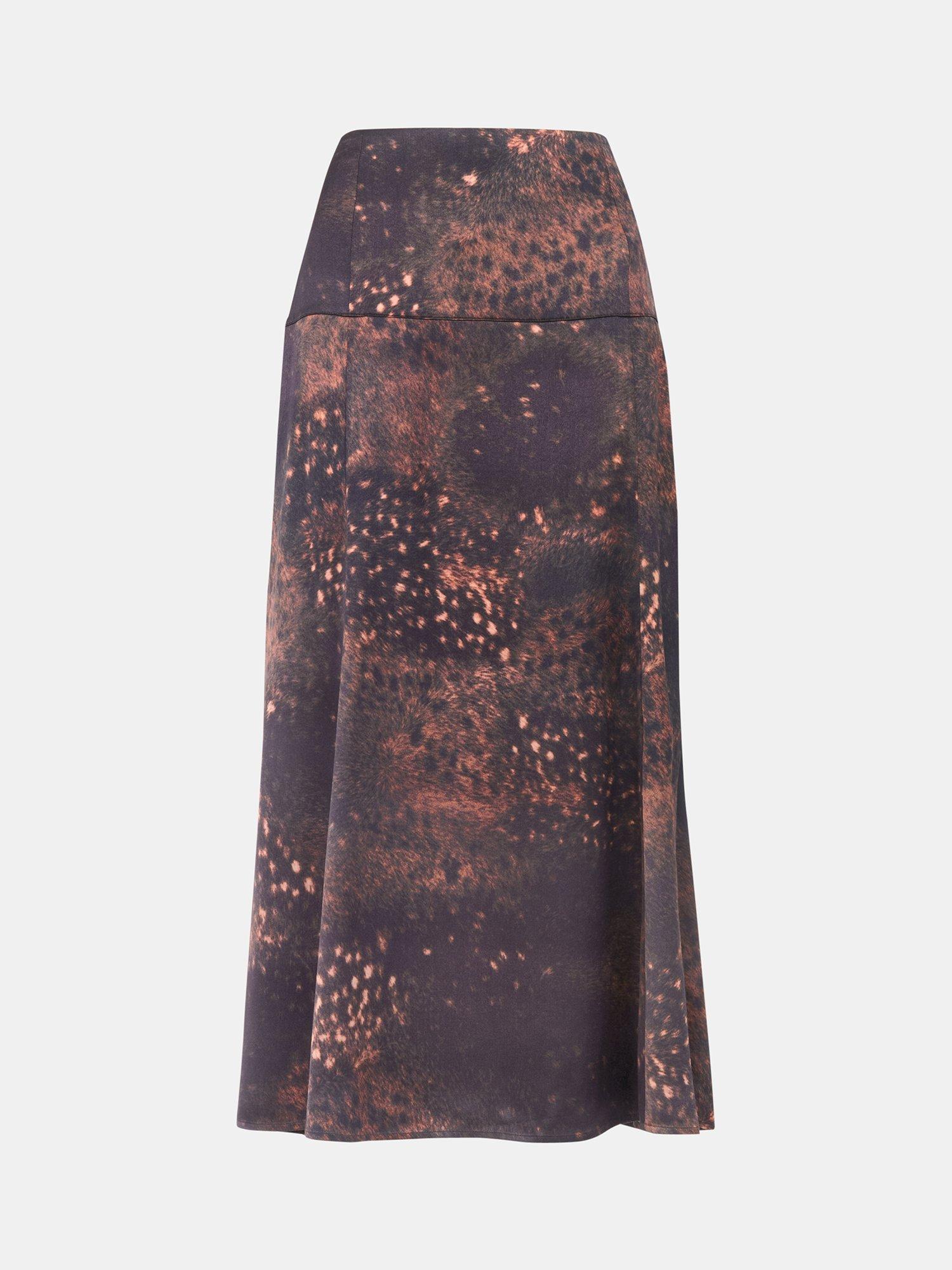 Product image 5 of 5, which shows Whistles Spotted Animal Pattern Midi Slip Dress, Brown/Multi, 6
