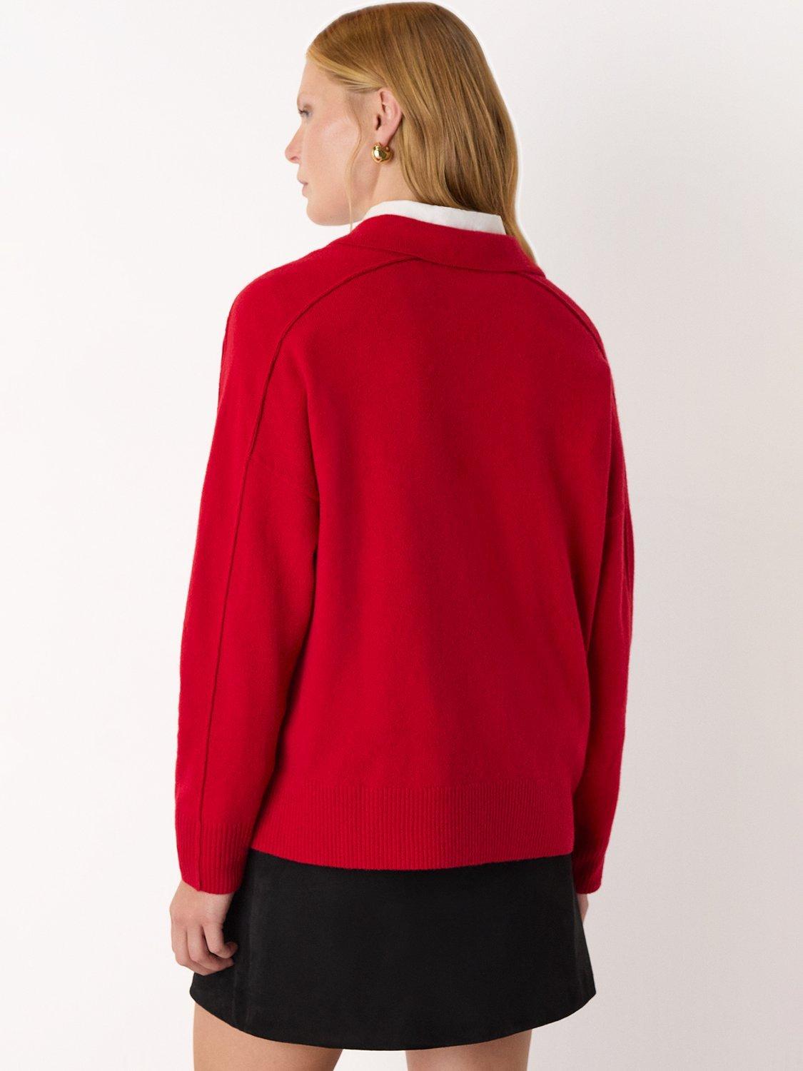 Product image 2 of 5, which shows Whistles Wool Collar Neck Jumper, Red, XS