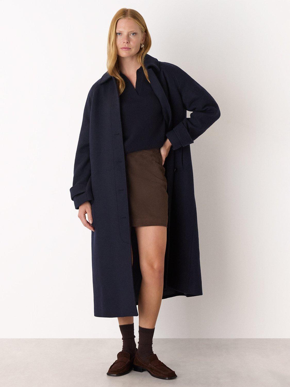 Product image 3 of 5, which shows Whistles Wool Collar Neck Jumper, Navy, XS