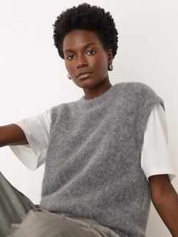 Whistles Wool Blend Cap Sleeve Crew Neck Knit Tank, Grey