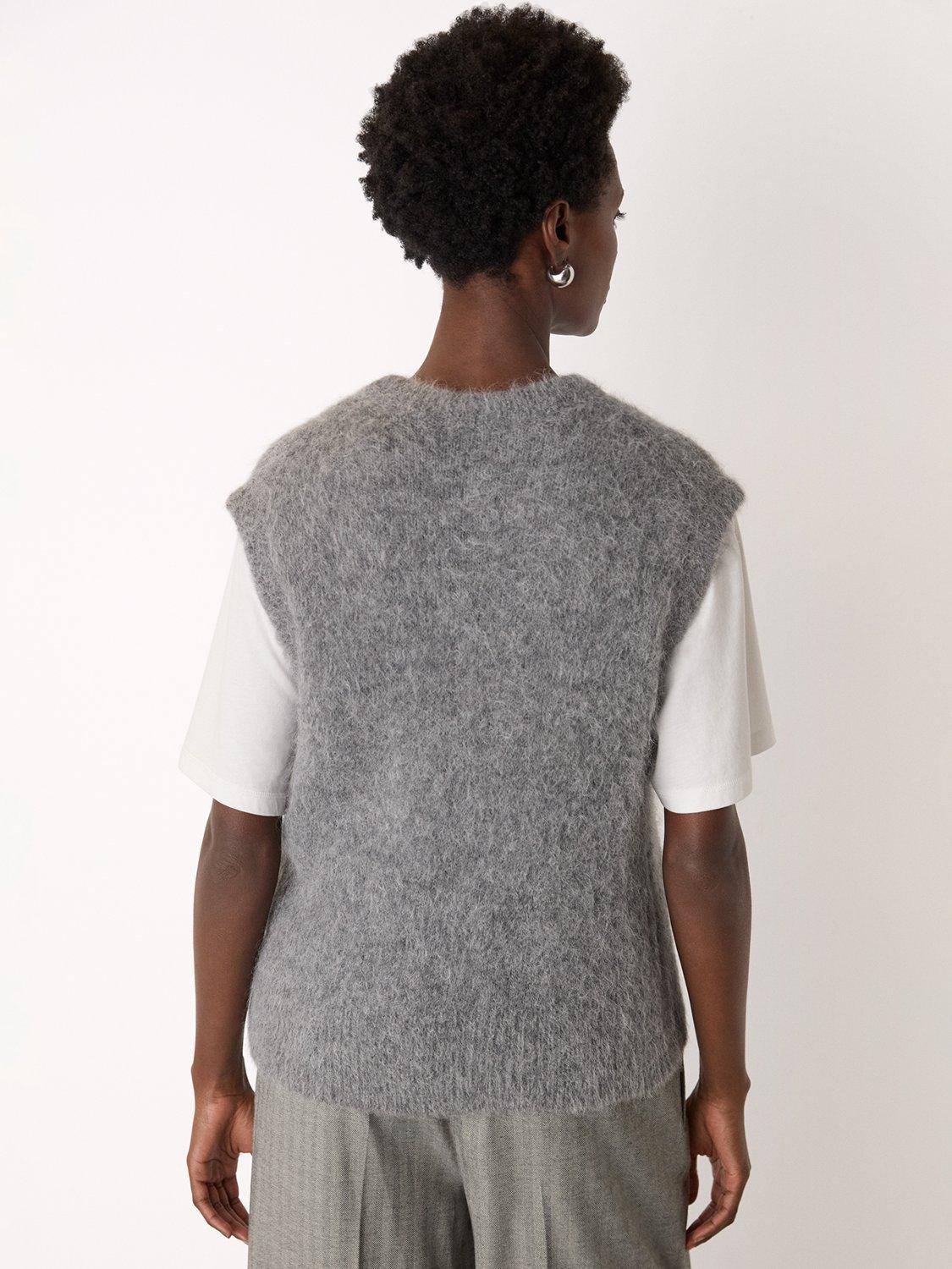 Product image 2 of 5, which shows Whistles Wool Blend Cap Sleeve Crew Neck Knit Tank, Grey, XS