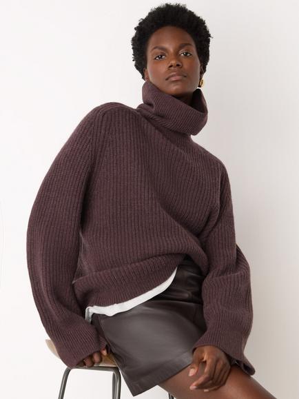 Whistles Wool Roll Neck Jumper, Brown
