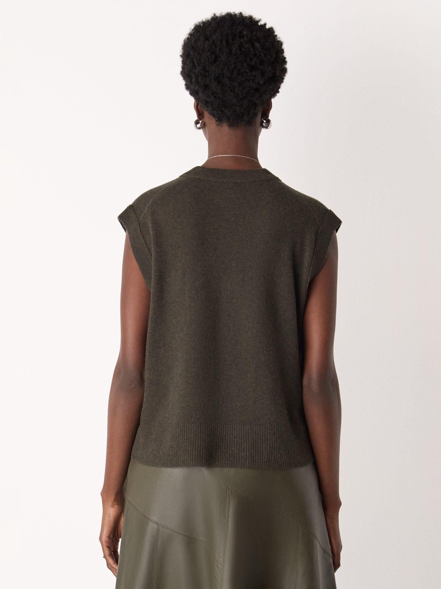Product image 2 of 5, which shows Whistles V-Neck Pure Wool Tank Top, Khaki, XS