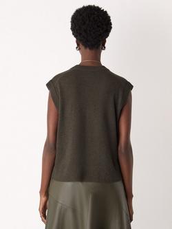 Whistles V-Neck Pure Wool Tank Top, Khaki - view 2, Khaki
