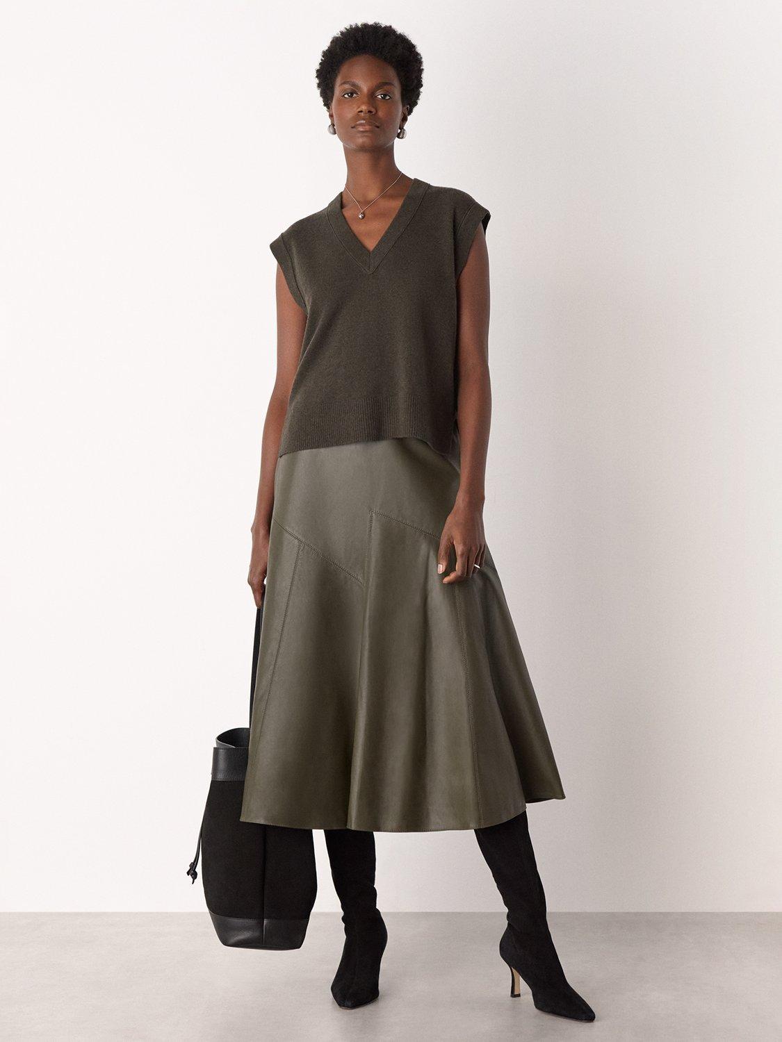 Product image 3 of 5, which shows Whistles V-Neck Pure Wool Tank Top, Khaki, XS