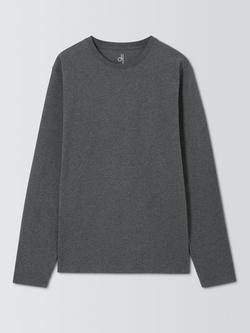 John Lewis Organic Cotton Long Sleeve Crew Neck Lounge Top, Grey Mid
