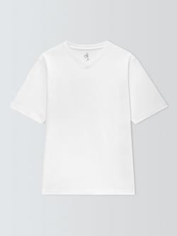 John Lewis Organic Cotton V-Neck Lounge T-Shirt, White White, White White