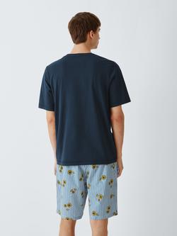 John Lewis Sunflower Organic Cotton Shortie Pyjama Set, Blue Navy - view 2, Blue Navy