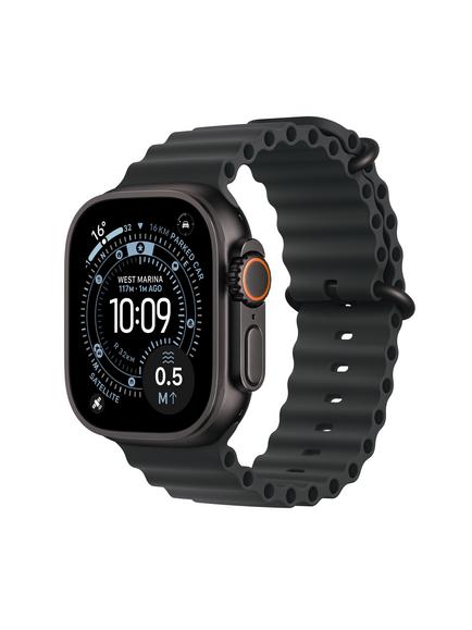 Apple Watch Ultra 3 GPS + Cellular, 49mm, Titanium Case with Ocean Band, One Size, Black Titanium/Black, Black Titanium