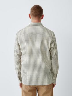 John Lewis Textured Check Cotton Regular Fit Shirt, Blue/Mustard Check - view 2, Blue/Mustard Check