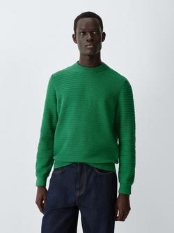 John Lewis Cotton Blend Broken Ottoman Knit Crew Neck Jumper, Green