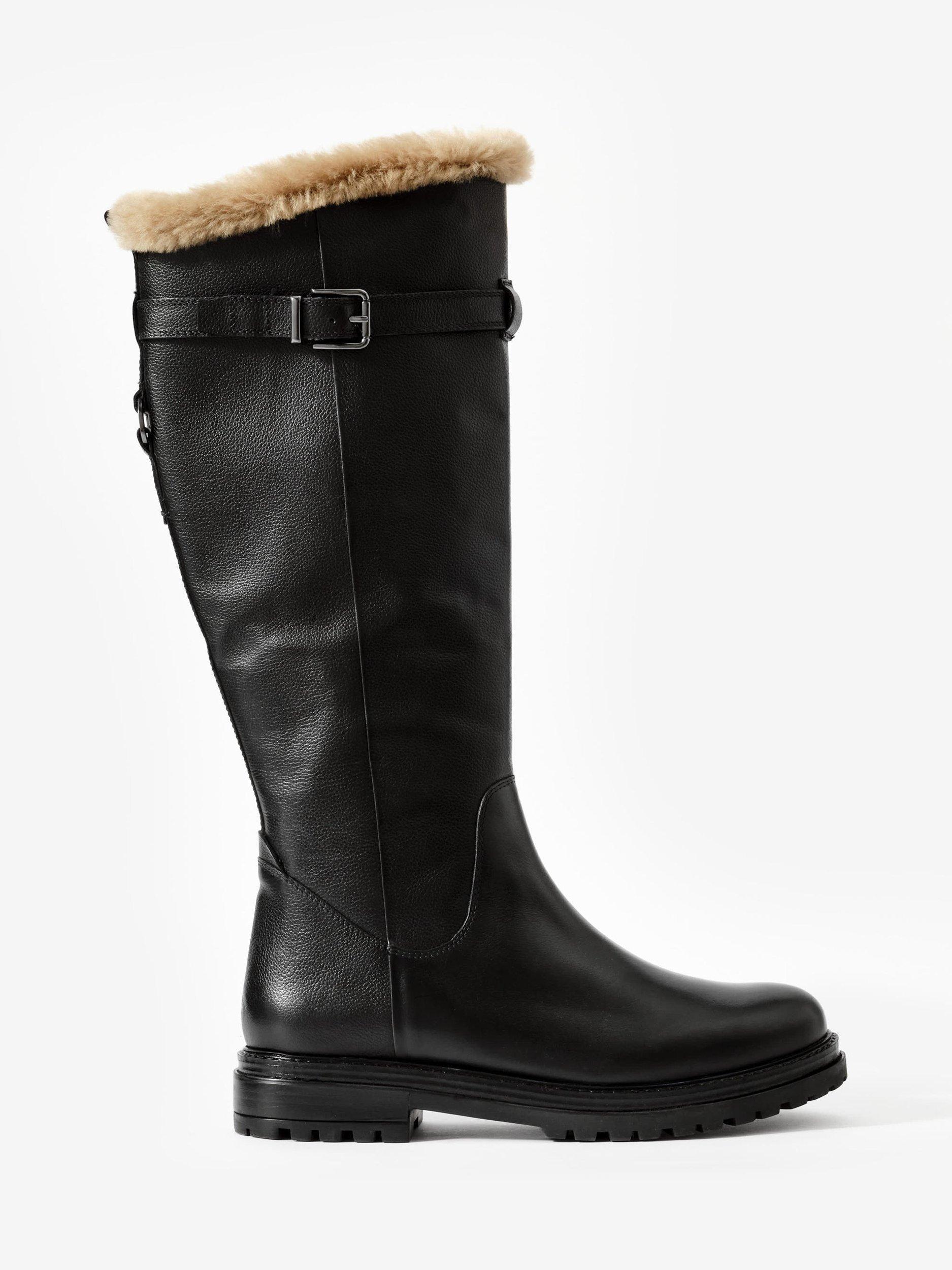 Product image 1 of 4, which shows Mint Velvet Leather Knee High Boots, Black, 7