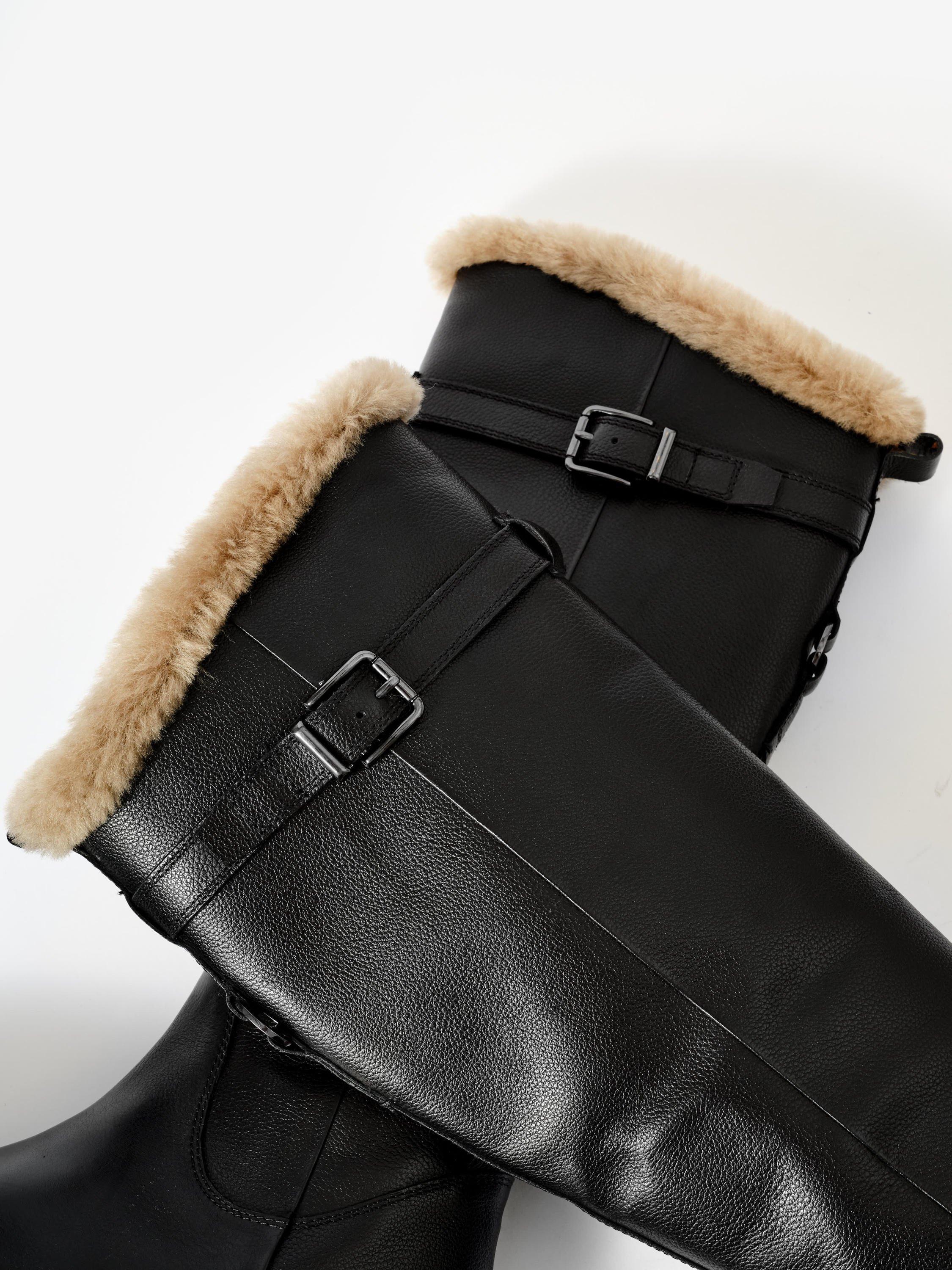 Product image 4 of 4, which shows Mint Velvet Leather Knee High Boots, Black, 7