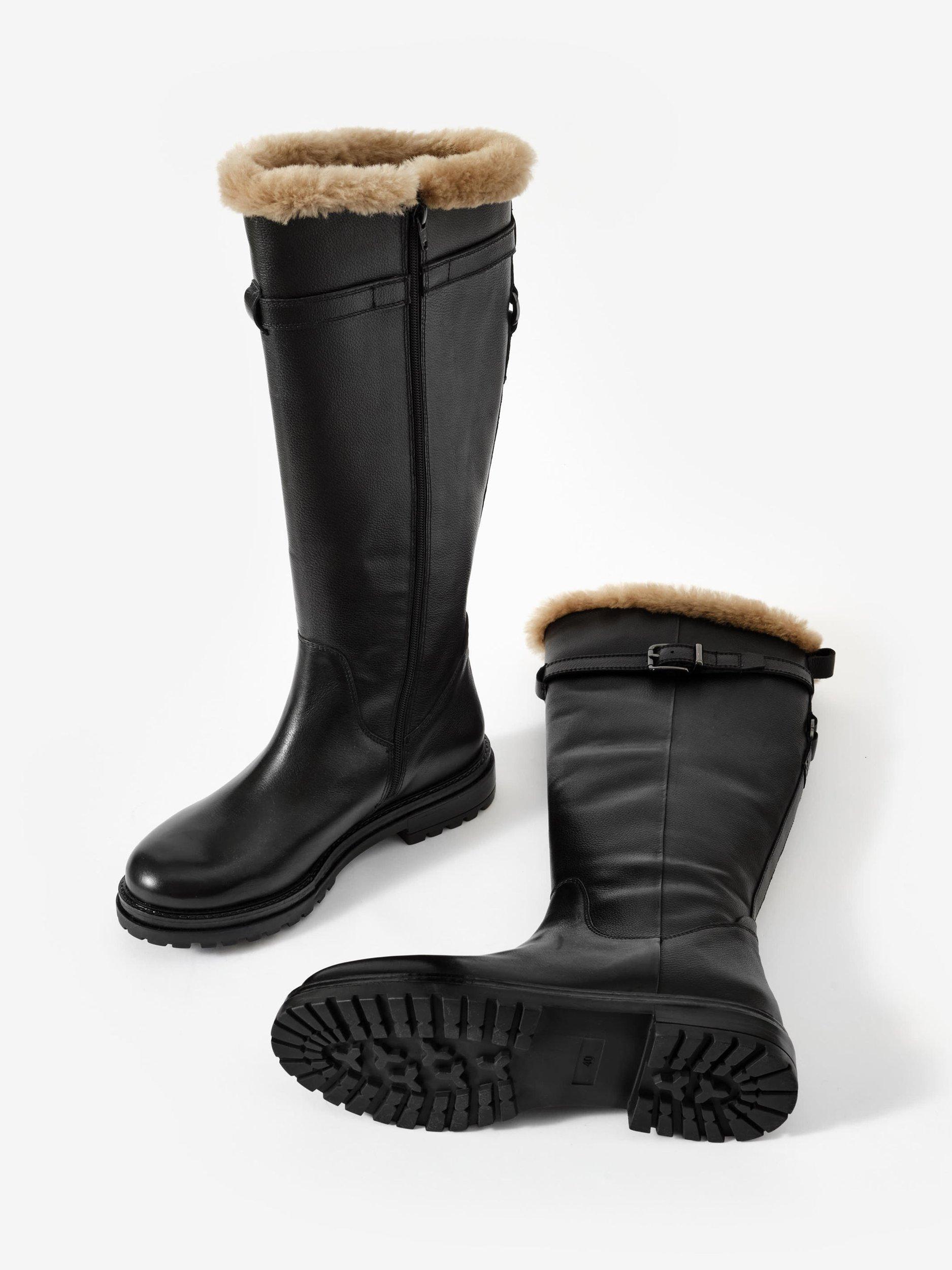 Product image 3 of 4, which shows Mint Velvet Leather Knee High Boots, Black, 7