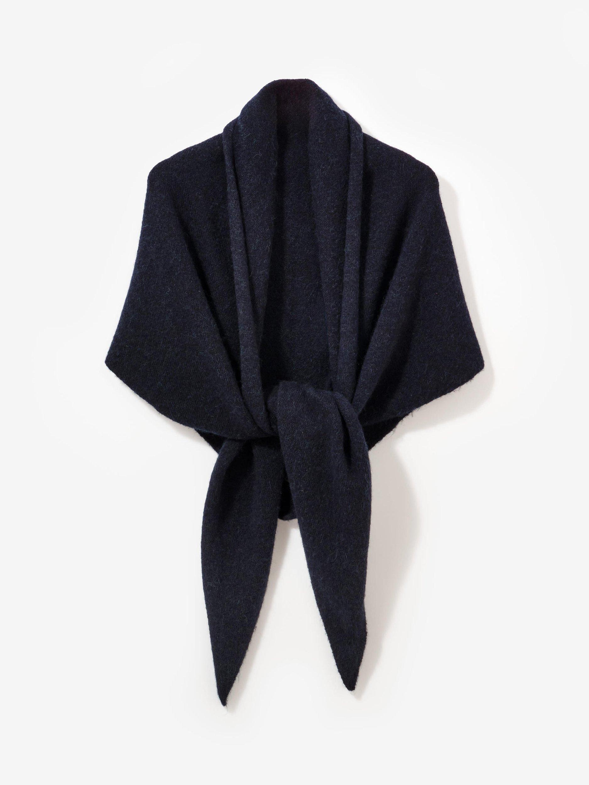 Product image 1 of 3, which shows Mint Velvet Knit Wool Blend Shawl, Blue Navy, One Size