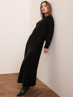 Mint Velvet Embellished Knit Maxi Dress, Black, Black