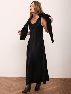 Mint Velvet Embellished Knit Maxi Dress, Black - view 2, Black