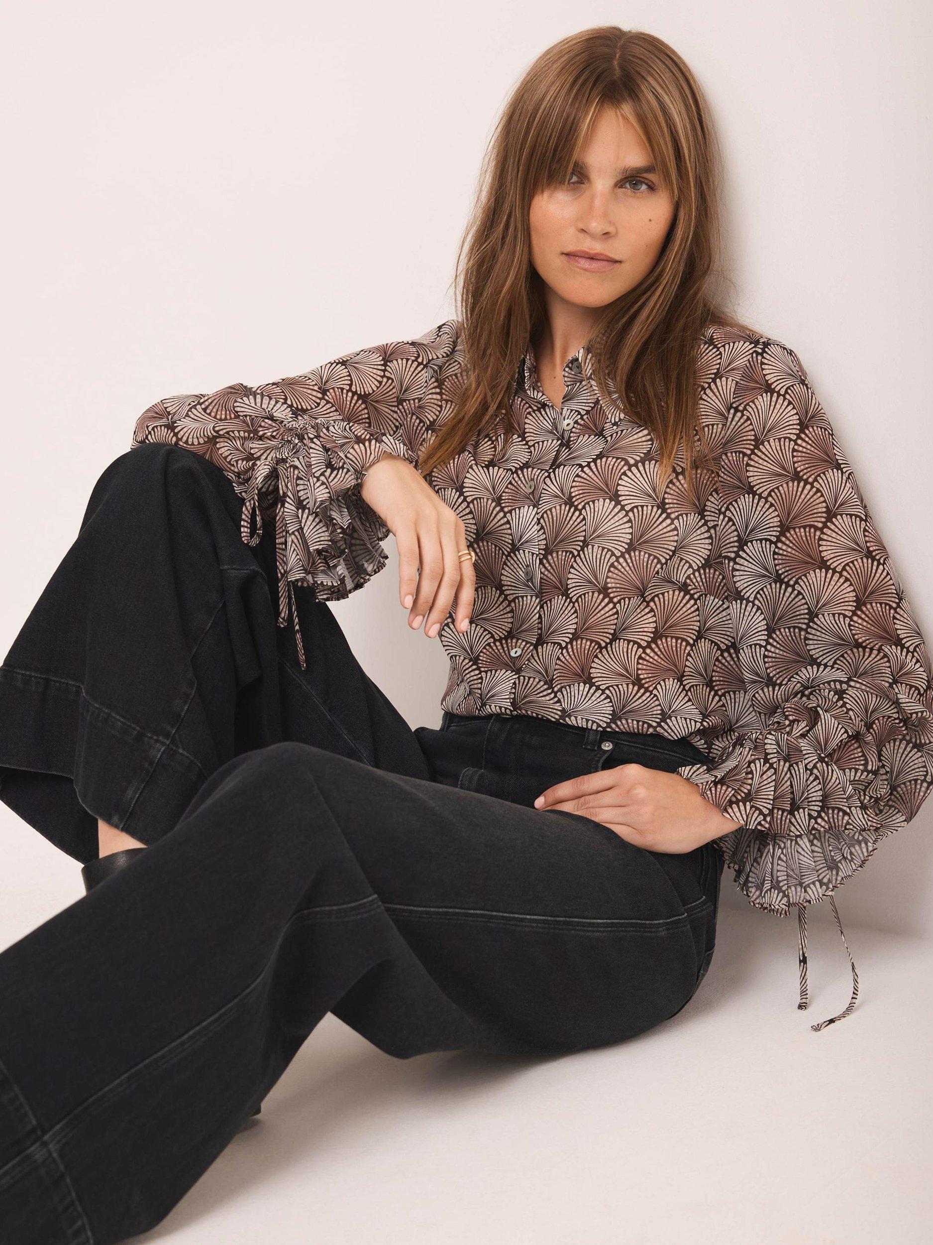 Product image 1 of 7, which shows Mint Velvet Graphic Print Shirt, Natural, XS